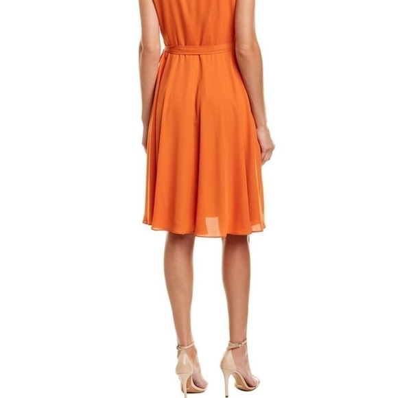 NANETTE LEPORE Fire Starter Orange Pintucked Sleeveless Shirtdress Size 6 - Picture 9 of 14